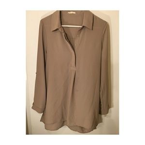 🍫 Pleione Beige Polyester Blouse M 🍫